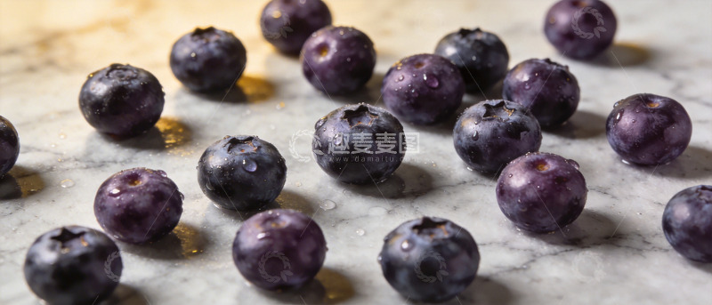 高清大图下载【趣麦麦图】大理石桌面蓝莓特写