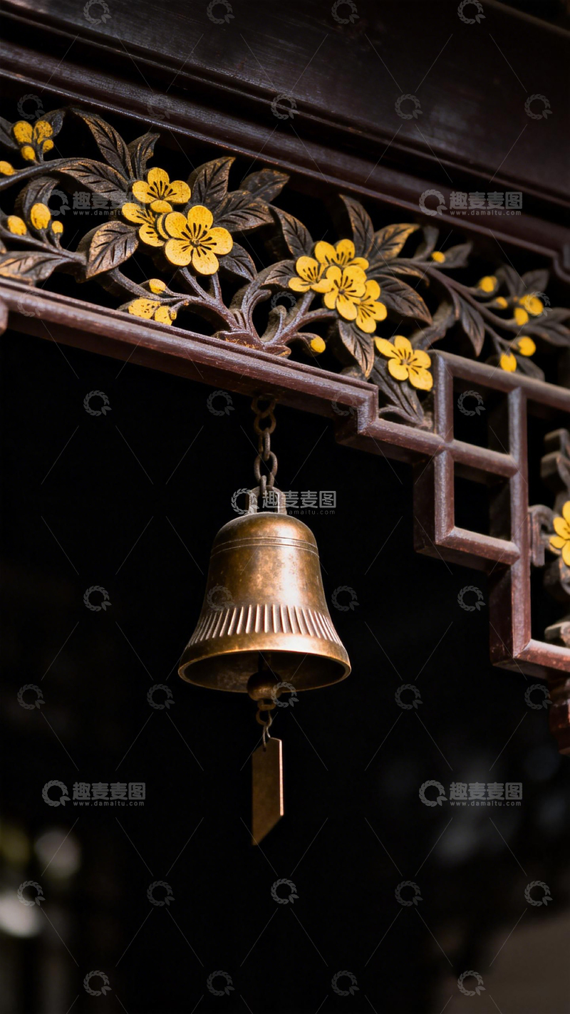 高清大图下载【趣麦麦图】古韵金属铃铛与雕花装饰