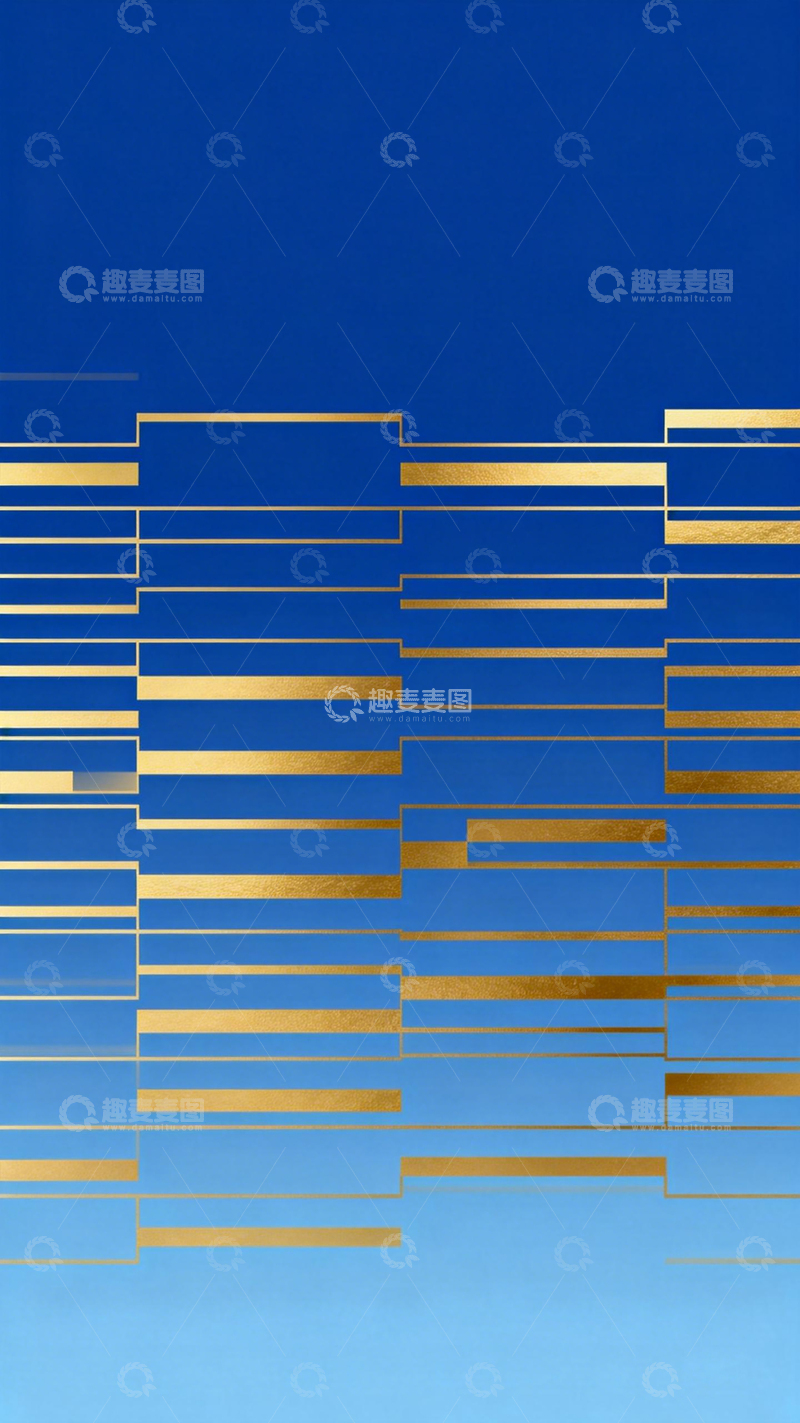 高清大图下载【趣麦麦图】抽象金蓝条纹艺术图片