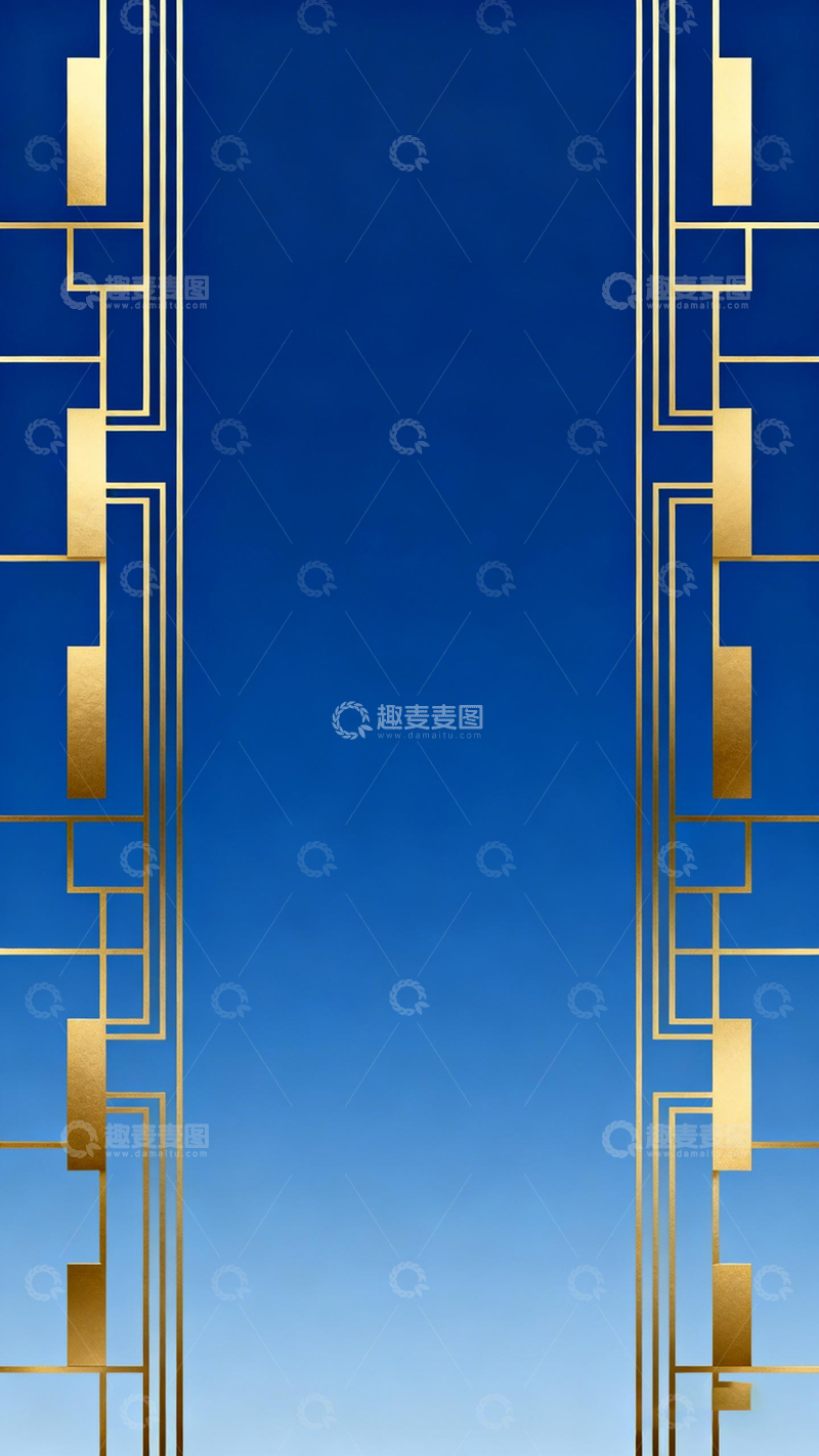 高清大图下载【趣麦麦图】蓝金几何装饰图案设计背景