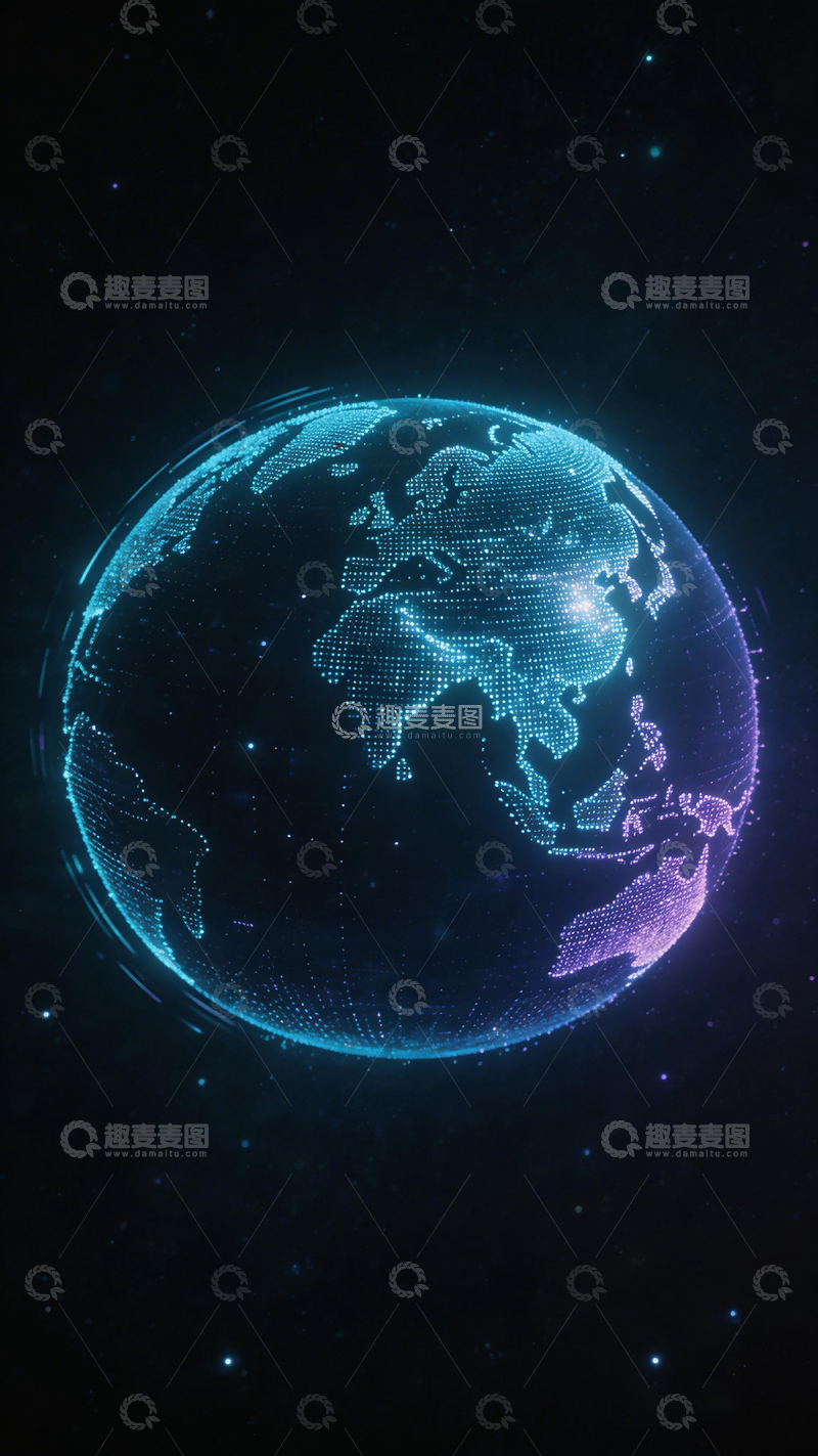 高清大图下载【趣麦麦图】数字地球星空科技感壁纸