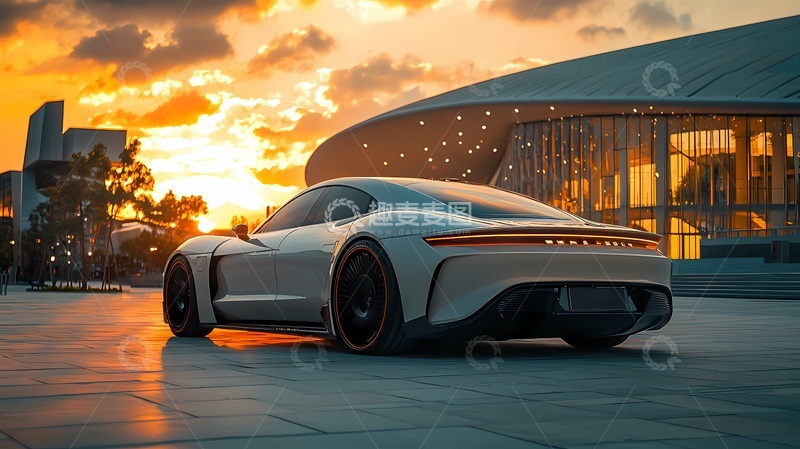 高清大图下载【趣麦麦图】未来感跑车黄昏美景