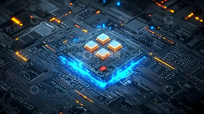 高清大图下载【趣麦麦图】高科技芯片电路板三维渲染图