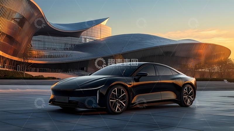 高清大图下载【趣麦麦图】未来感轿车与科技建筑