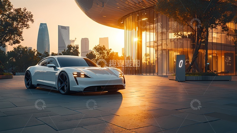 高清大图下载【趣麦麦图】未来感跑车黄昏场景