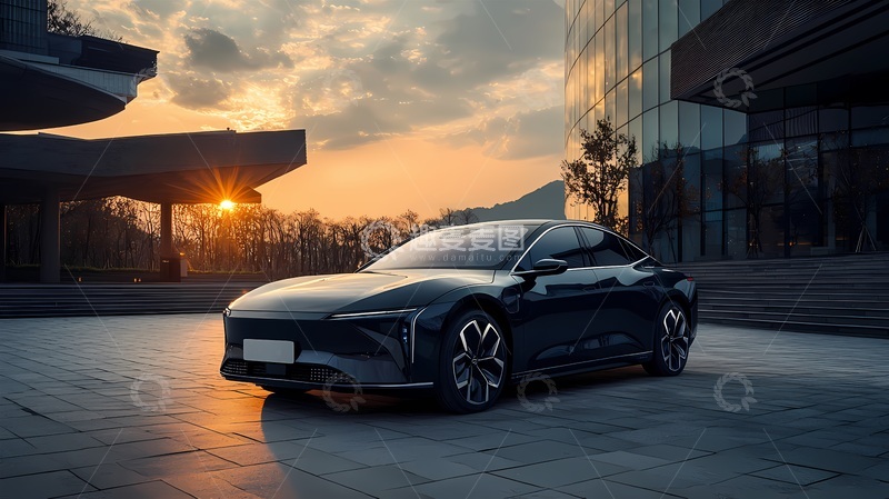 高清大图下载【趣麦麦图】现代轿车城市日落摄影