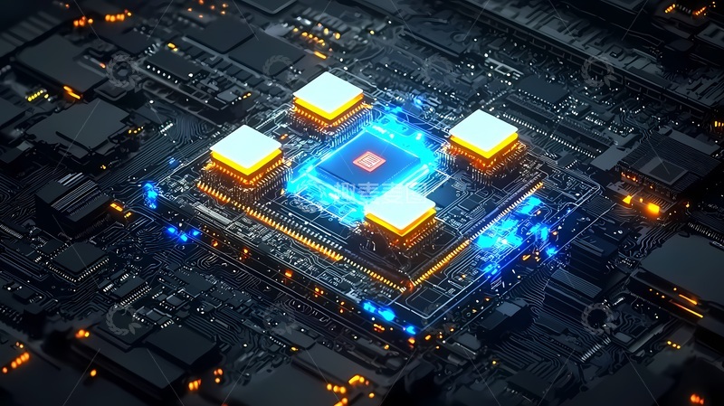 高清大图下载【趣麦麦图】高科技芯片电路板渲染图