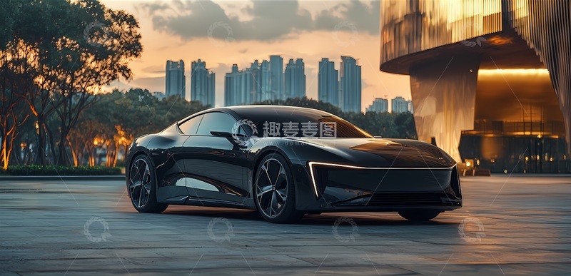 高清大图下载【趣麦麦图】未来感轿车城市夜景