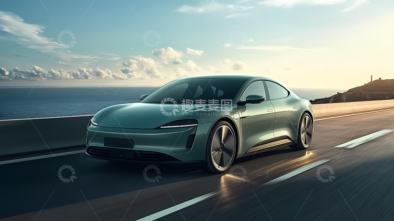 高清大图下载【趣麦麦图】现代电动车沿海公路行驶