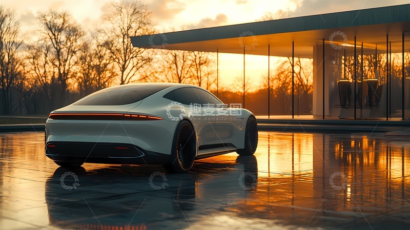 高清大图下载【趣麦麦图】黄昏现代轿车建筑场景