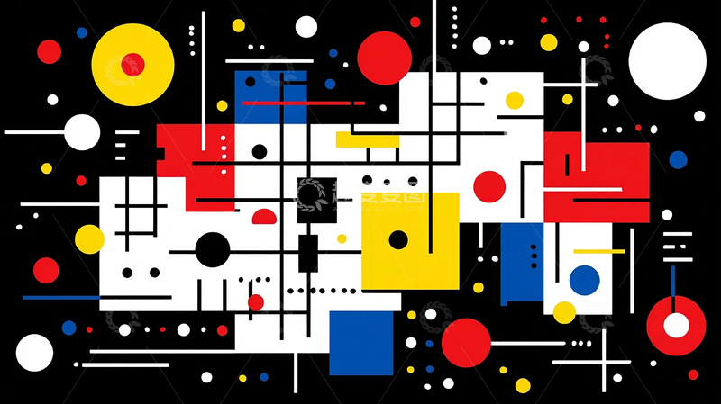 高清大图下载【趣麦麦图】彩色点线的未来都市