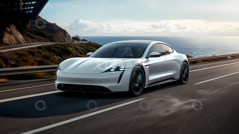 高清大图下载【趣麦麦图】海滨公路白色轿车