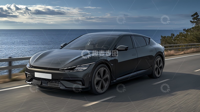 高清大图下载【趣麦麦图】公路海景电动汽车行驶