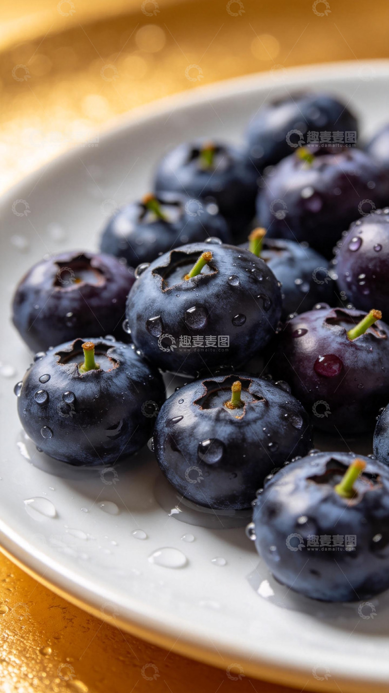 高清大图下载【趣麦麦图】新鲜蓝莓盘装美食摄影