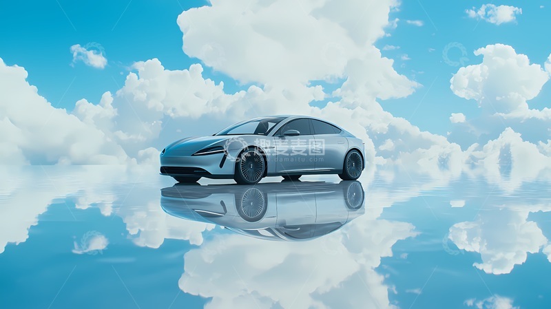 高清大图下载【趣麦麦图】未来感轿车蓝天白云背景