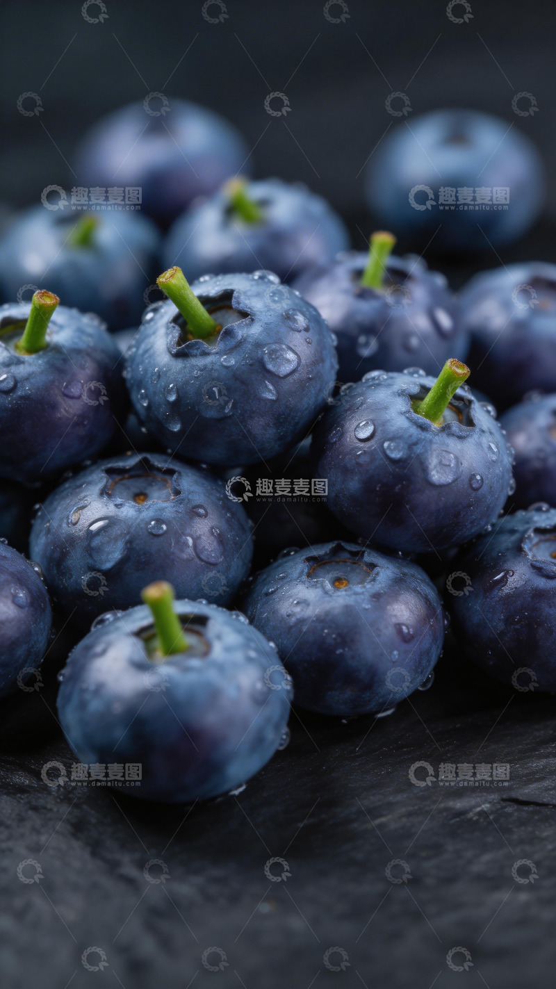 高清大图下载【趣麦麦图】蓝莓特写水滴新鲜水果摄影