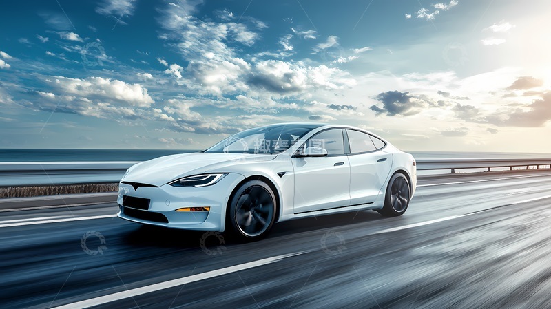 高清大图下载【趣麦麦图】白色电动车驰骋公路风景