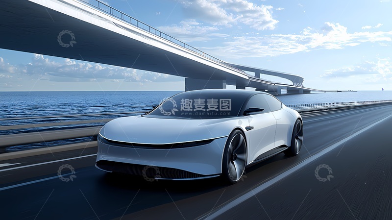 高清大图下载【趣麦麦图】未来感轿车公路行驶渲染图