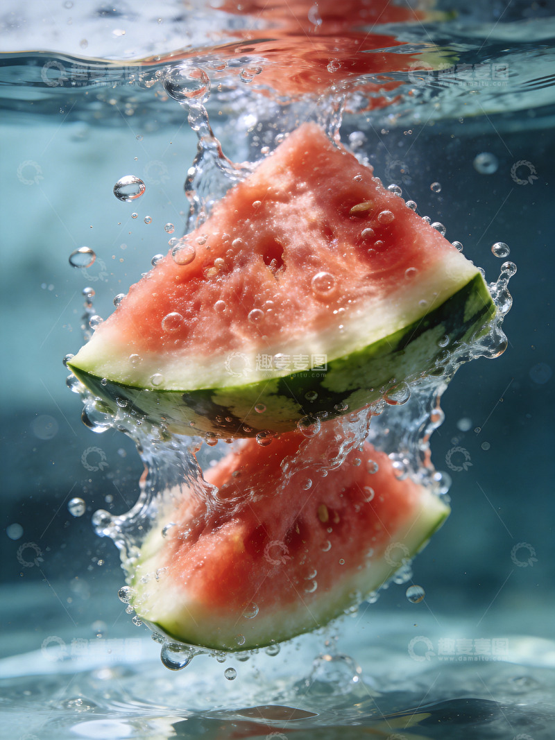 高清大图下载【趣麦麦图】水下西瓜切片