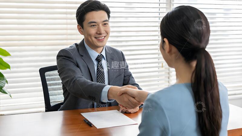 高清大图下载【趣麦麦图】商务职场面试人物交谈握手交流场景