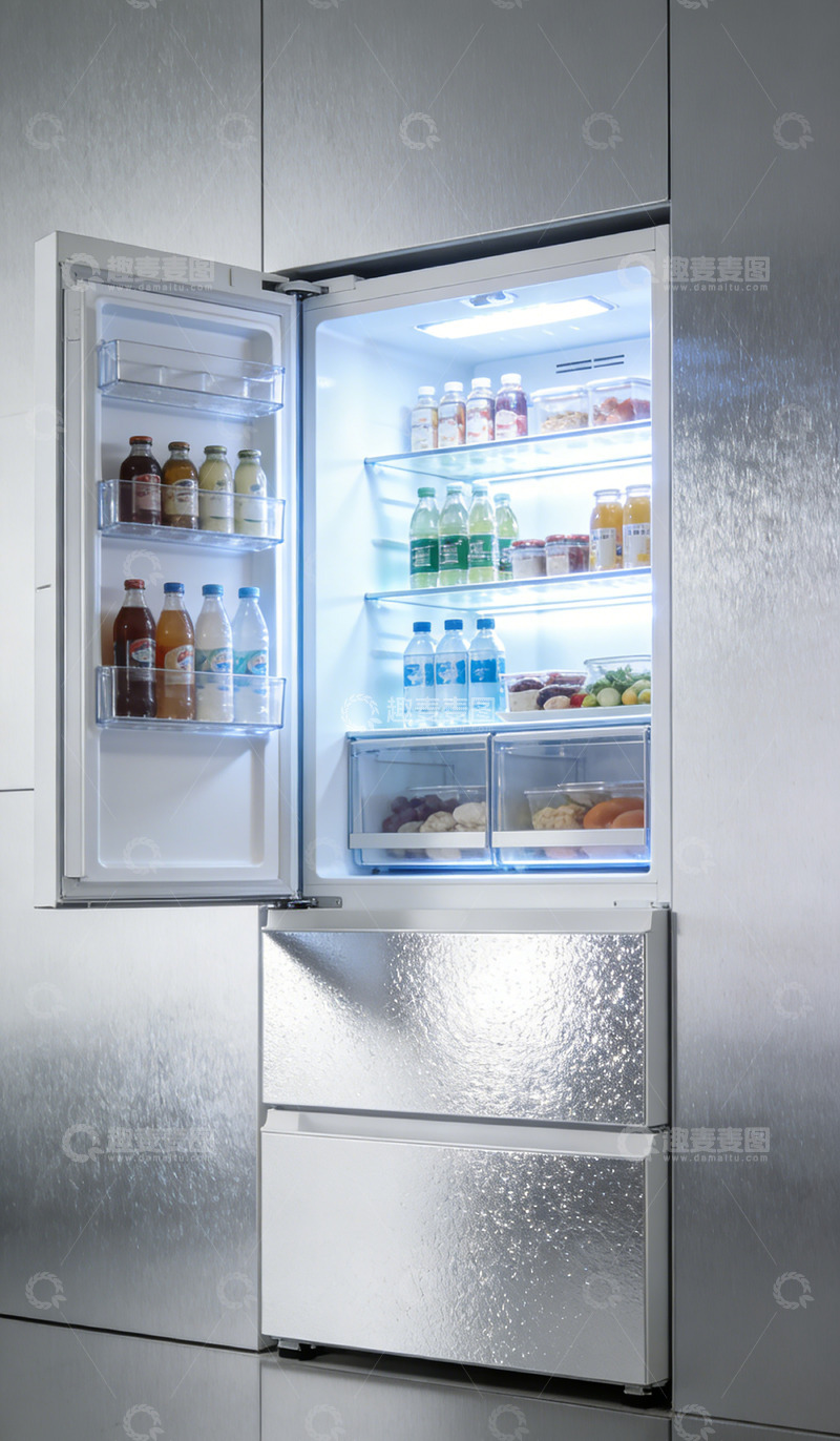 高清大图下载【趣麦麦图】现代冰箱内部储物展示