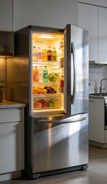 现代厨房冰箱食材展示