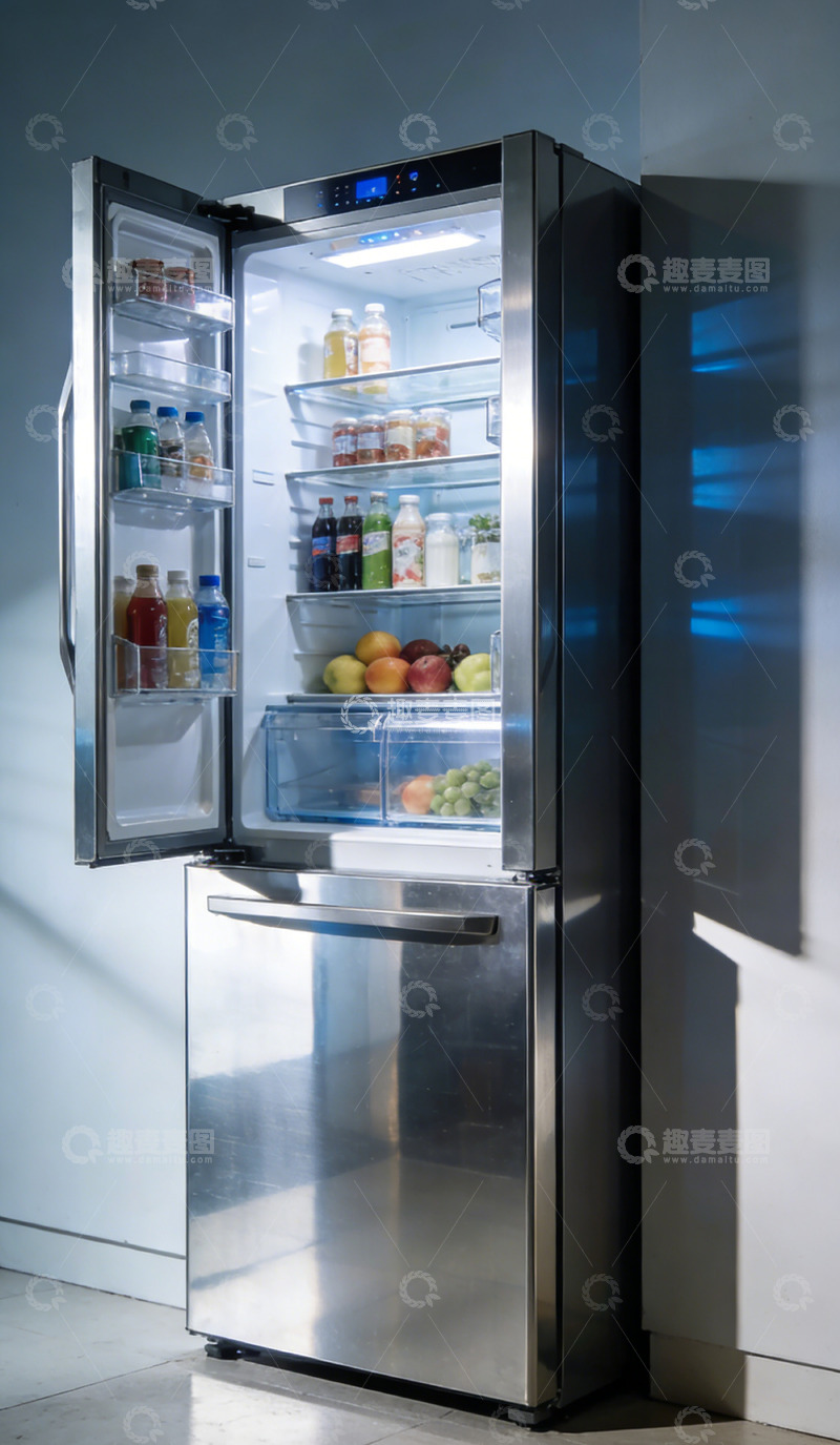 高清大图下载【趣麦麦图】现代厨房冰箱食品展示