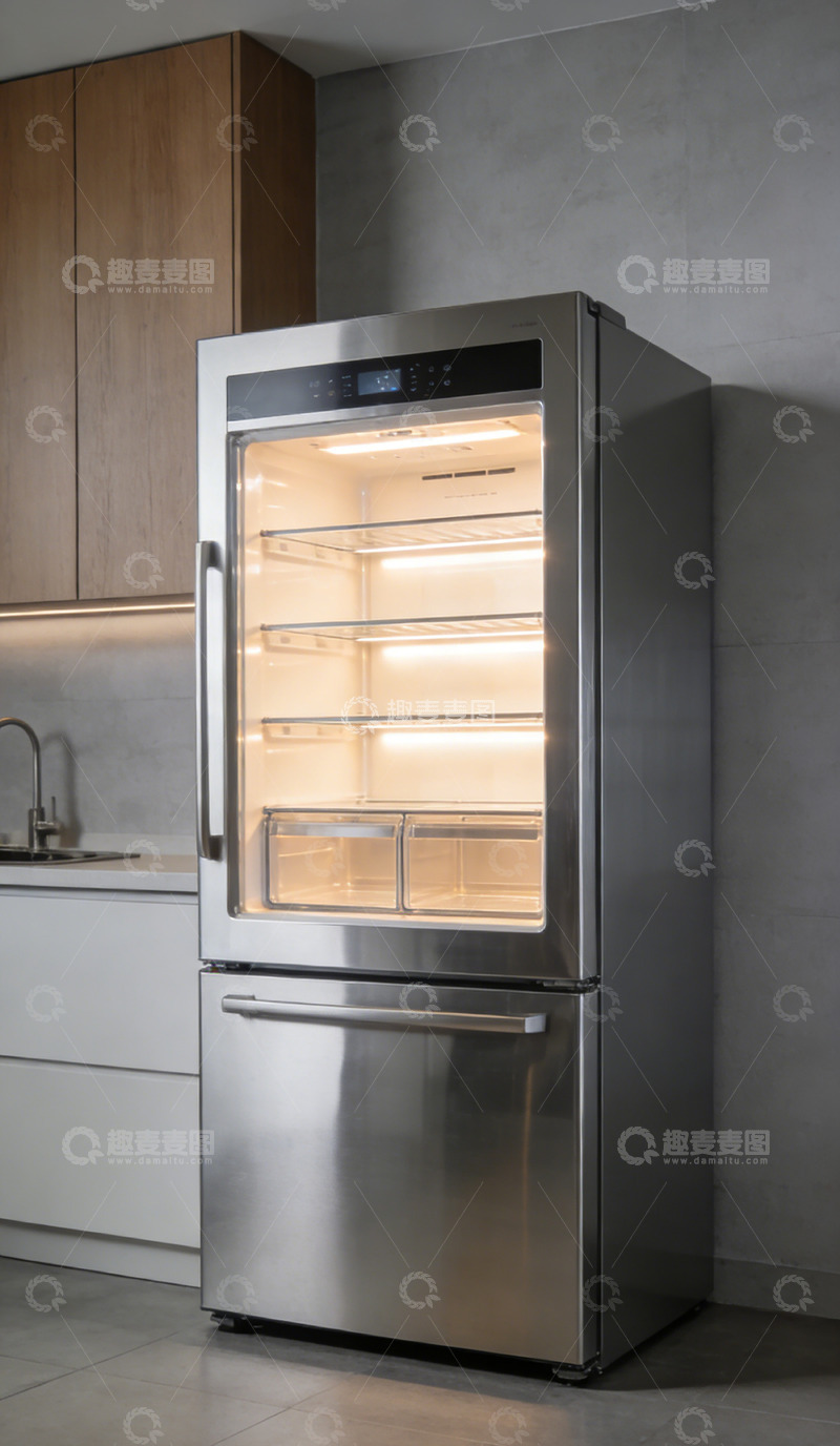 高清大图下载【趣麦麦图】现代厨房不锈钢冰箱设计
