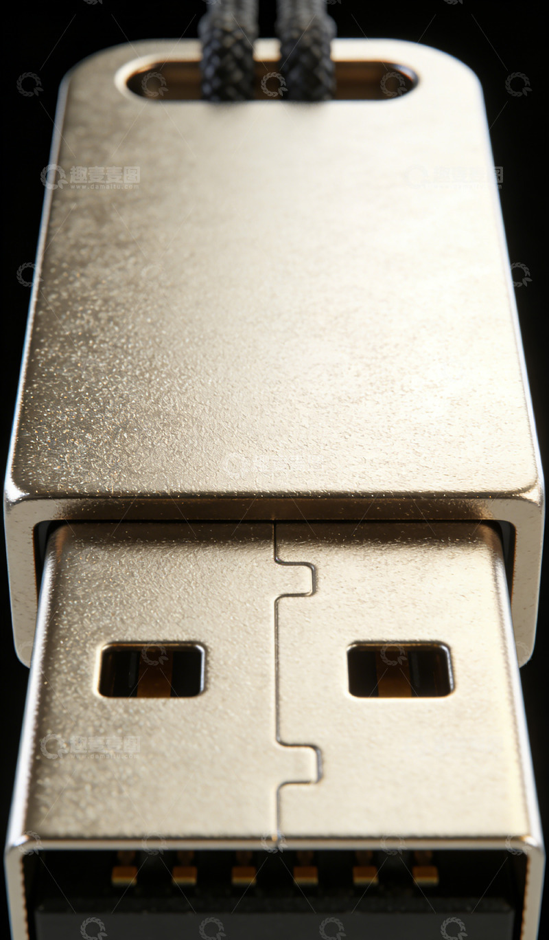 高清大图下载【趣麦麦图】金属质感USB接口特写
