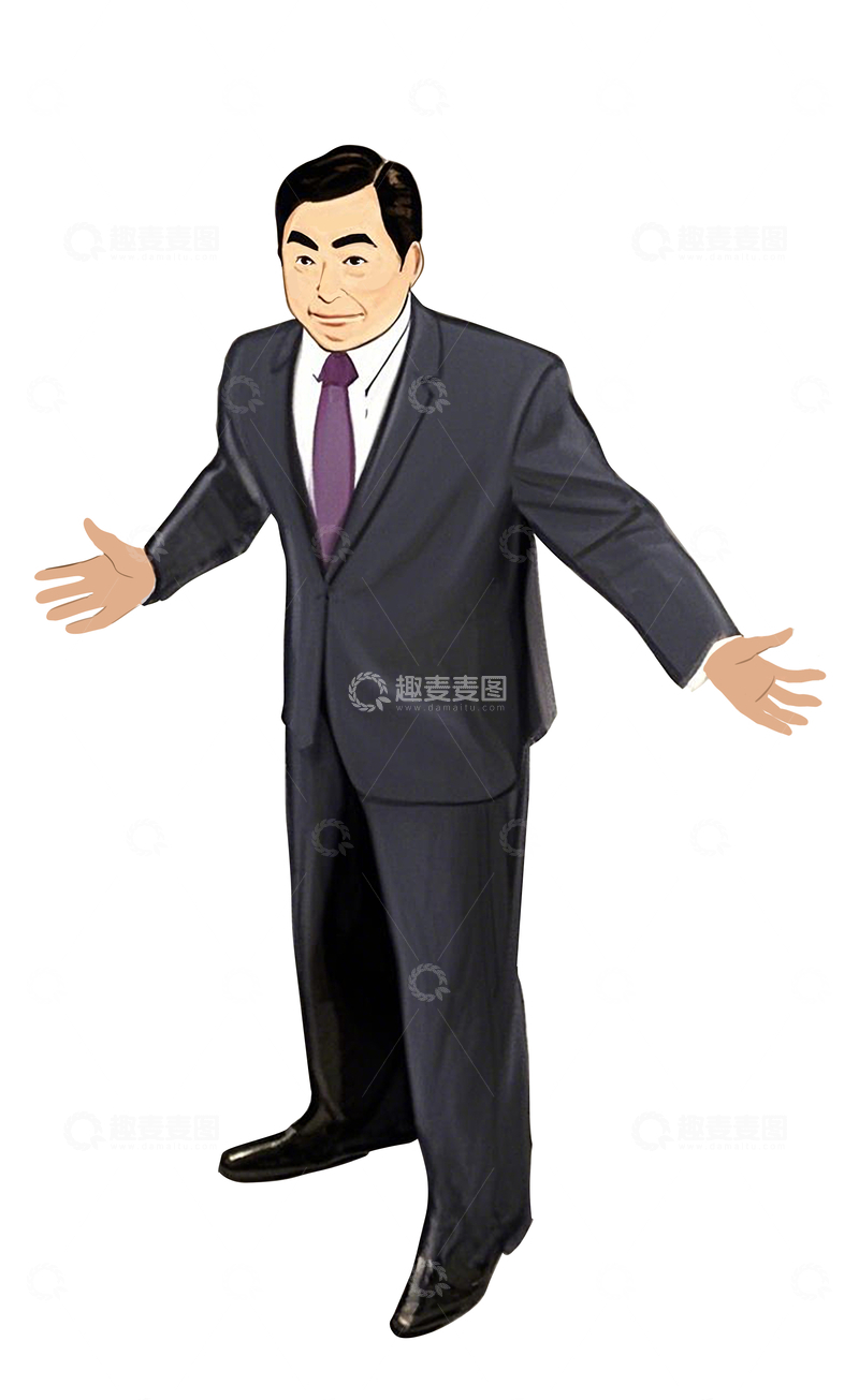 源文件下载【趣麦麦图】插画风格西装男人1