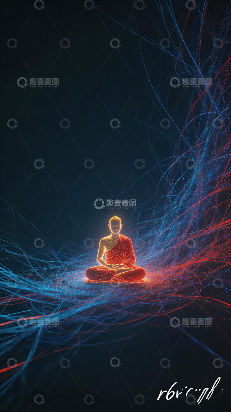 高清大图下载【趣麦麦图】佛光禅意线条艺术