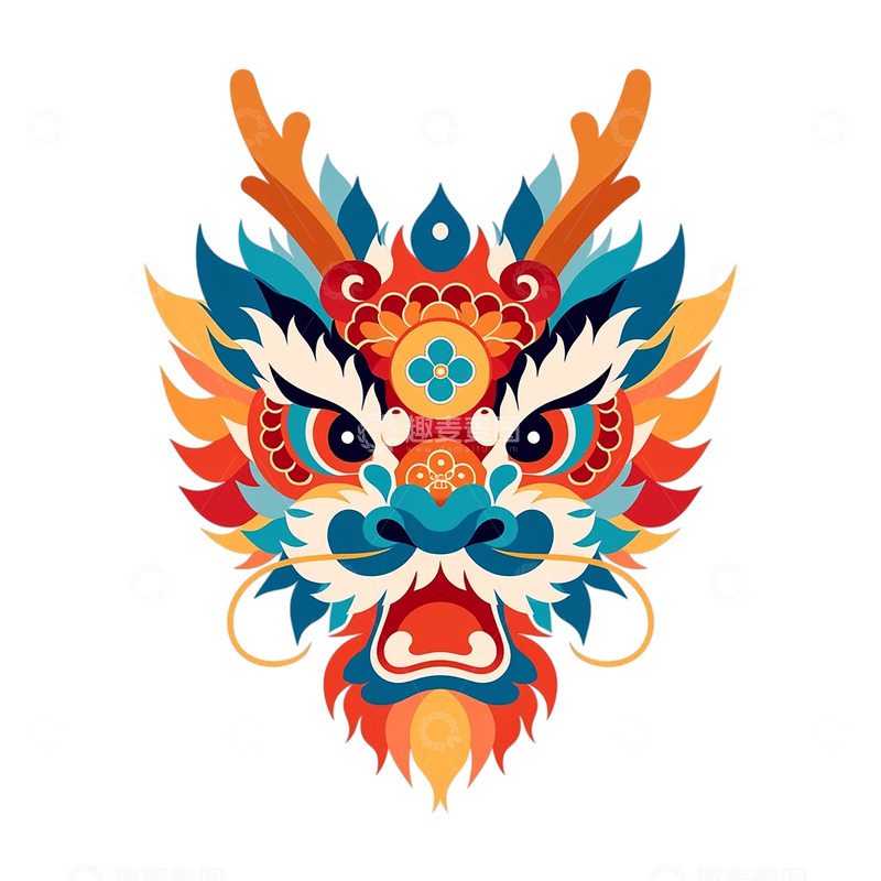 高清大图下载【趣麦麦图】彩绘神兽龙腾云舞