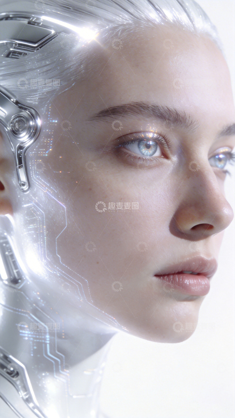 高清大图下载【趣麦麦图】未来科技感机器人面部特写