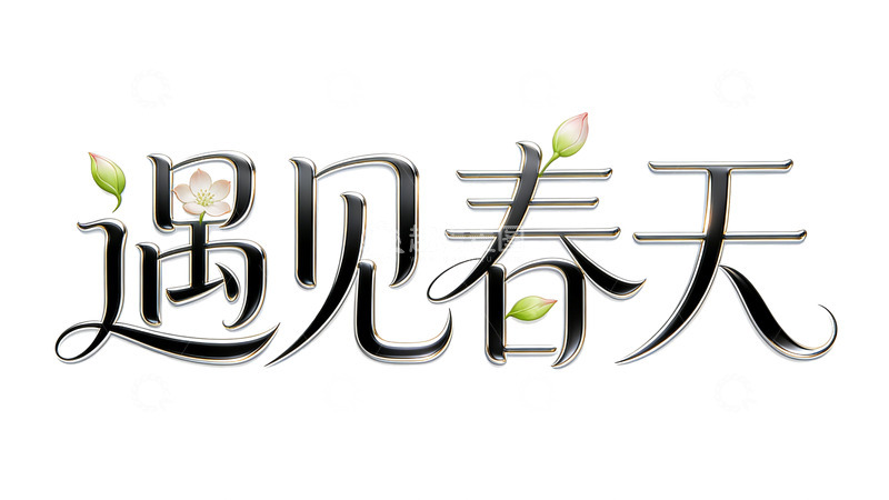 高清大图下载【趣麦麦图】遇见春天艺术字设计素材