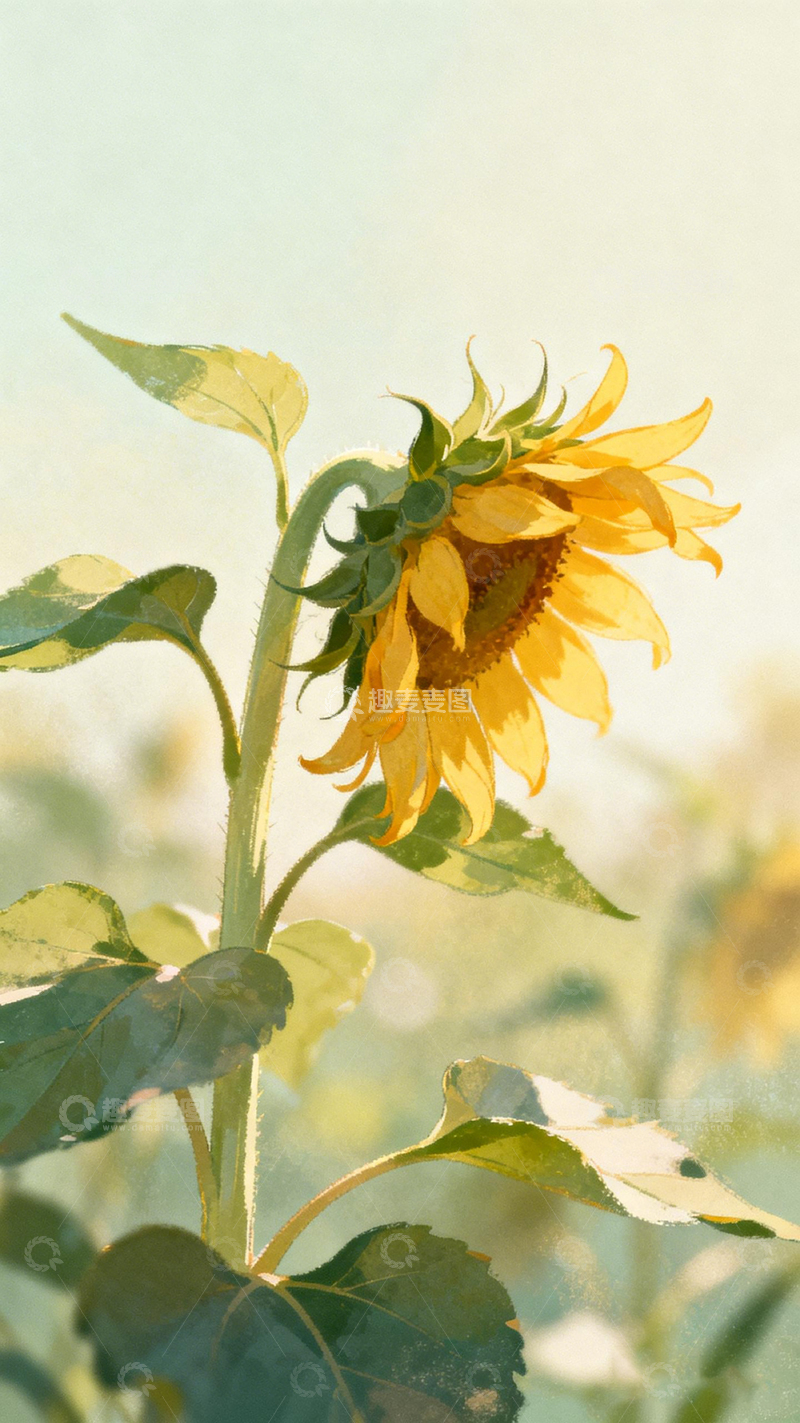高清大图下载【趣麦麦图】阳光下的向日葵绘画素材