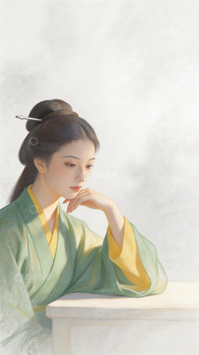 高清大图下载【趣麦麦图】古风女子插画
