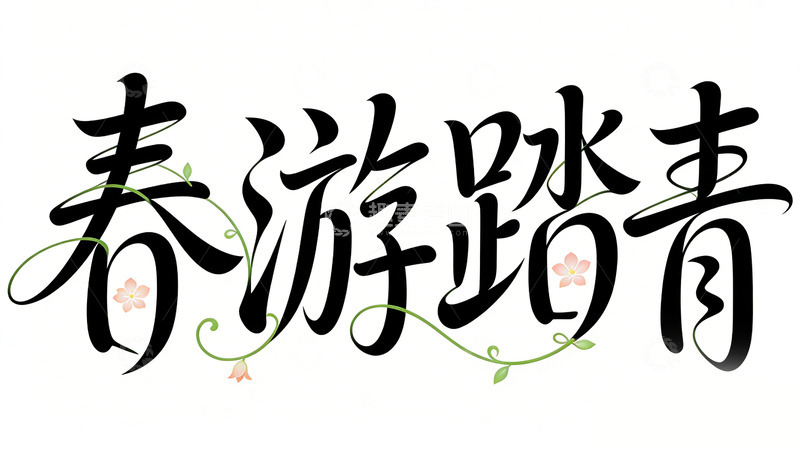 高清大图下载【趣麦麦图】书法艺术春游踏青宣传海报