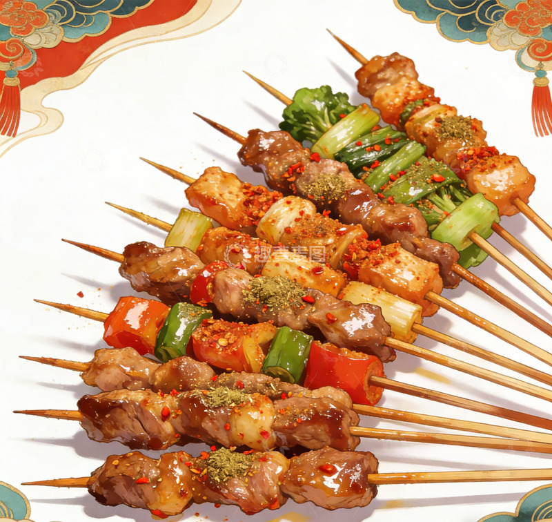 高清大图下载【趣麦麦图】烤肉串美食餐饮烧烤