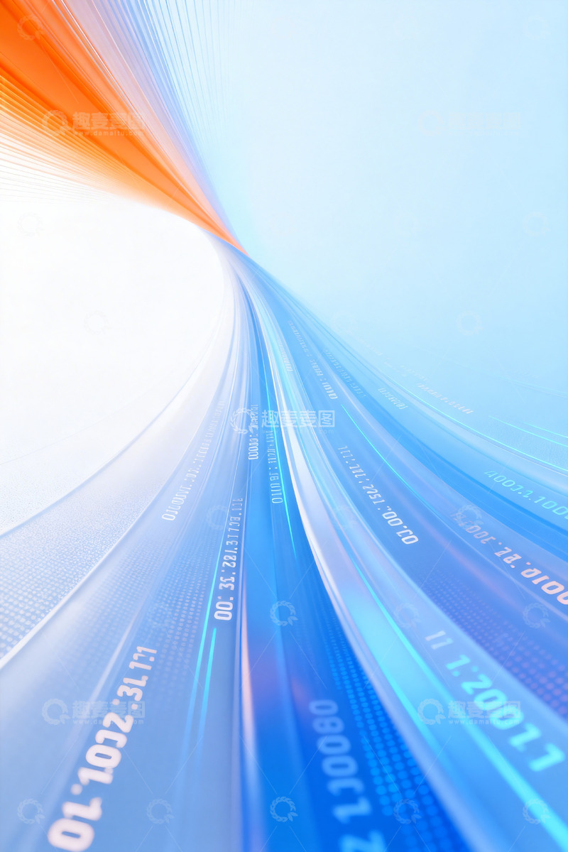 高清大图下载【趣麦麦图】蓝白橙渐变色科技感发布会主视觉3