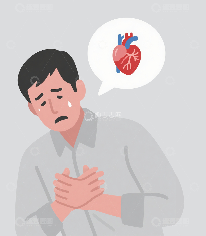 源文件下载【趣麦麦图】简笔卡通画心绞痛的年轻人33