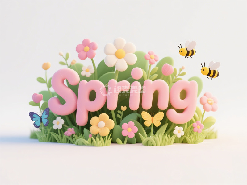 高清大图下载【趣麦麦图】春天花卉彩塑装饰设计