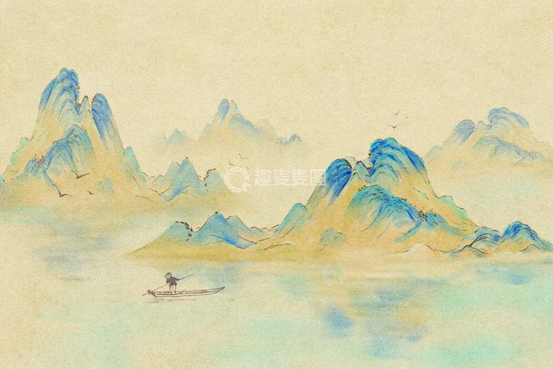 源文件下载【趣麦麦图】山水水墨画意境插画