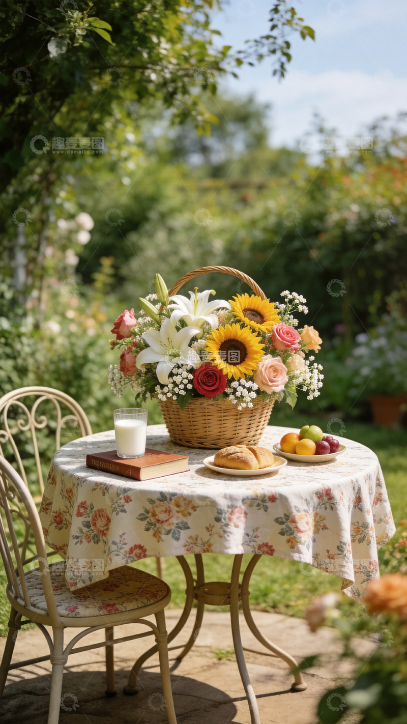 高清大图下载【趣麦麦图】向日葵玫瑰花鲜花