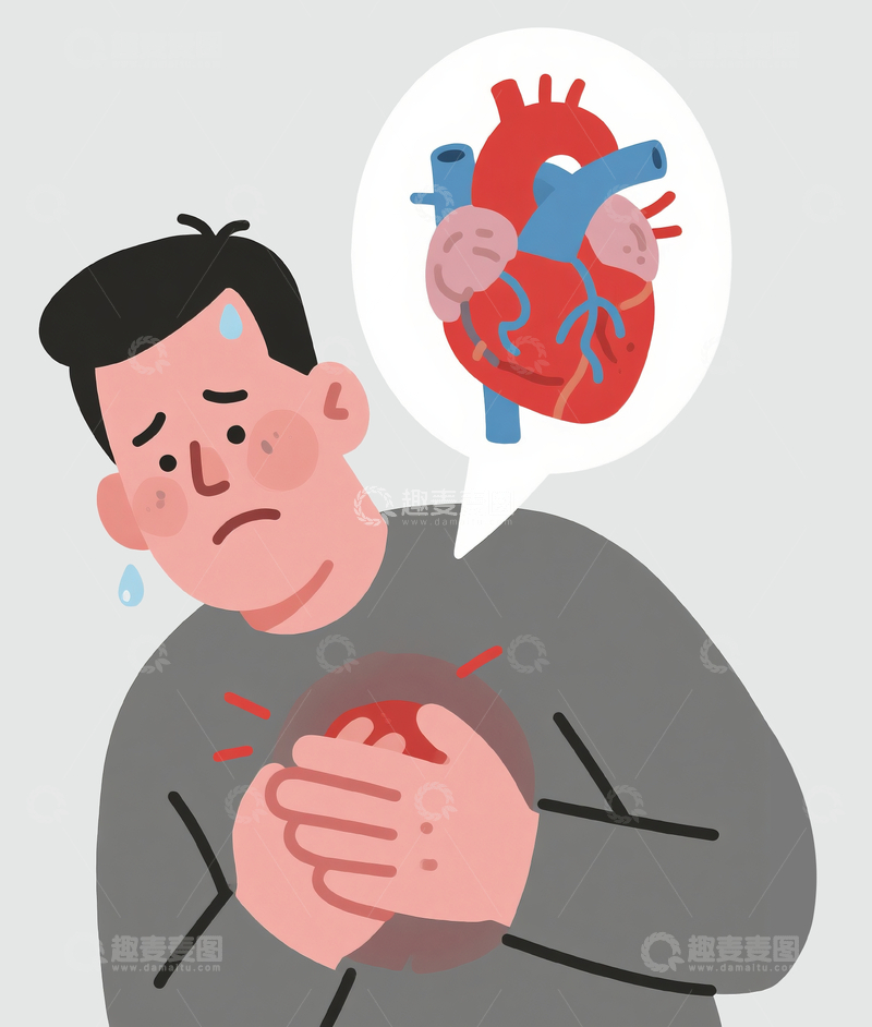 源文件下载【趣麦麦图】简笔卡通画心绞痛的年轻人30