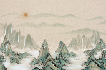 水墨山水画风光国画艺术素材