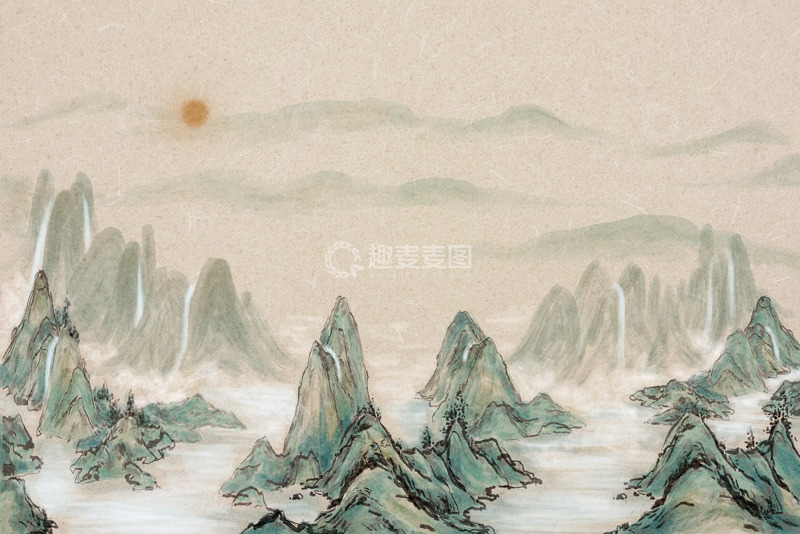 源文件下载【趣麦麦图】水墨山水画风光国画艺术素材