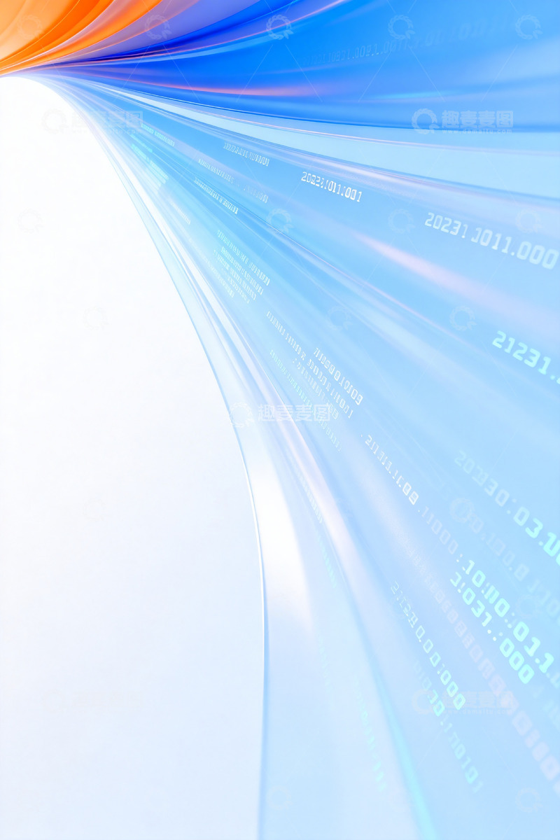 高清大图下载【趣麦麦图】蓝白橙渐变色科技感发布会主视觉4