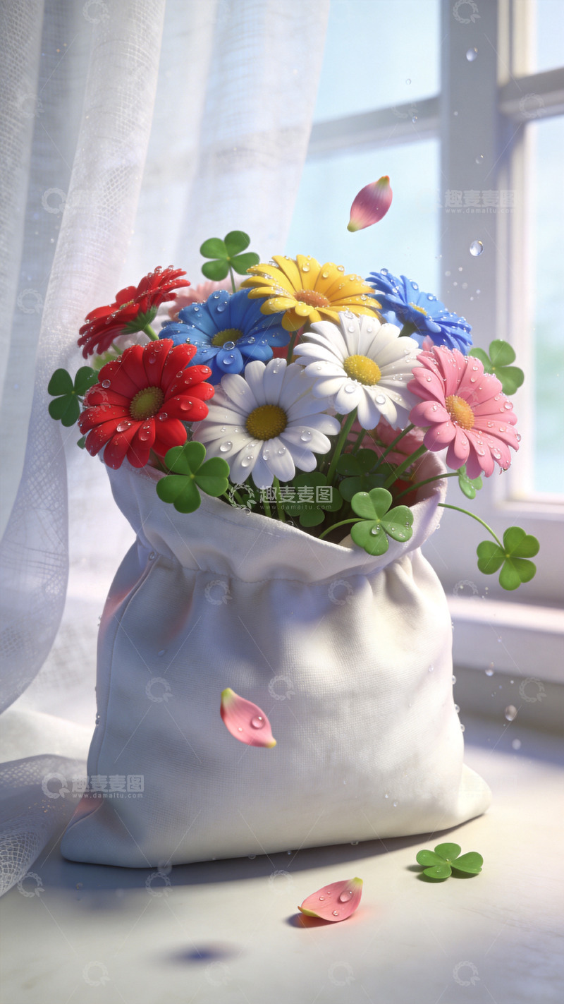 高清大图下载【趣麦麦图】飘窗上的鲜花