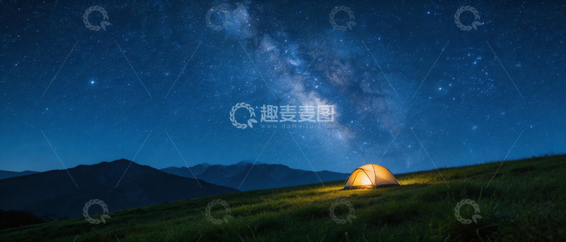 高清大图下载【趣麦麦图】星空下露营帐篷景观
