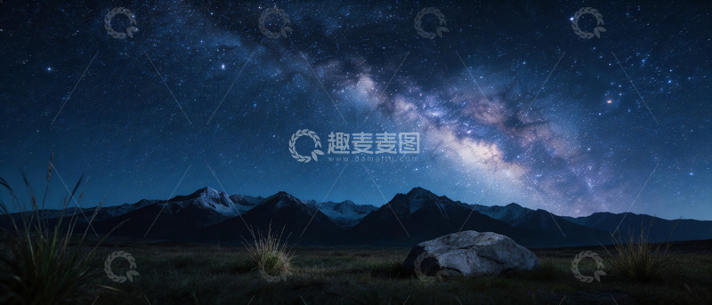 高清大图下载【趣麦麦图】星空银河山脉自然风光摄影图片